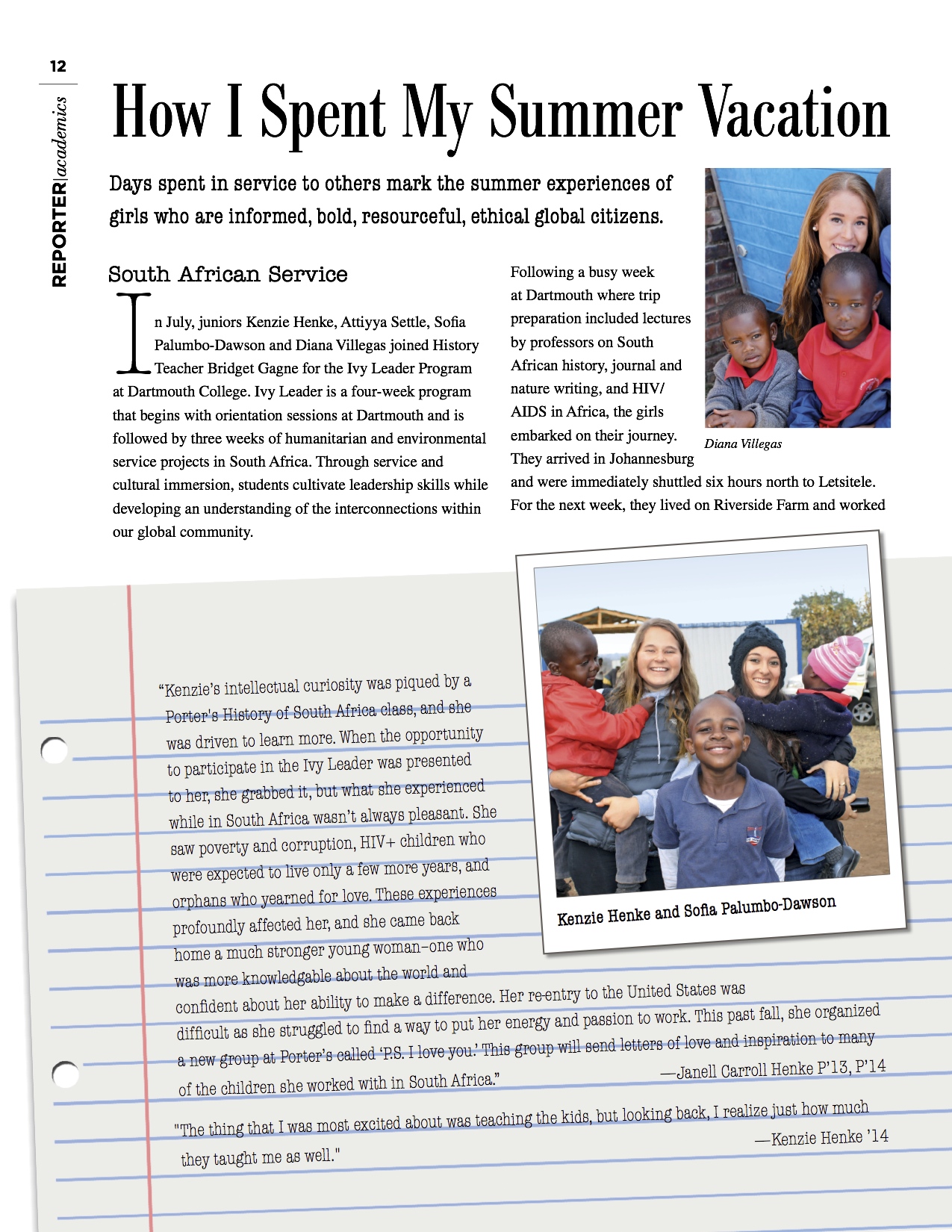 Ivy Leader, Students, and Faculty Featured in Miss Porter’s “Bulletin”
